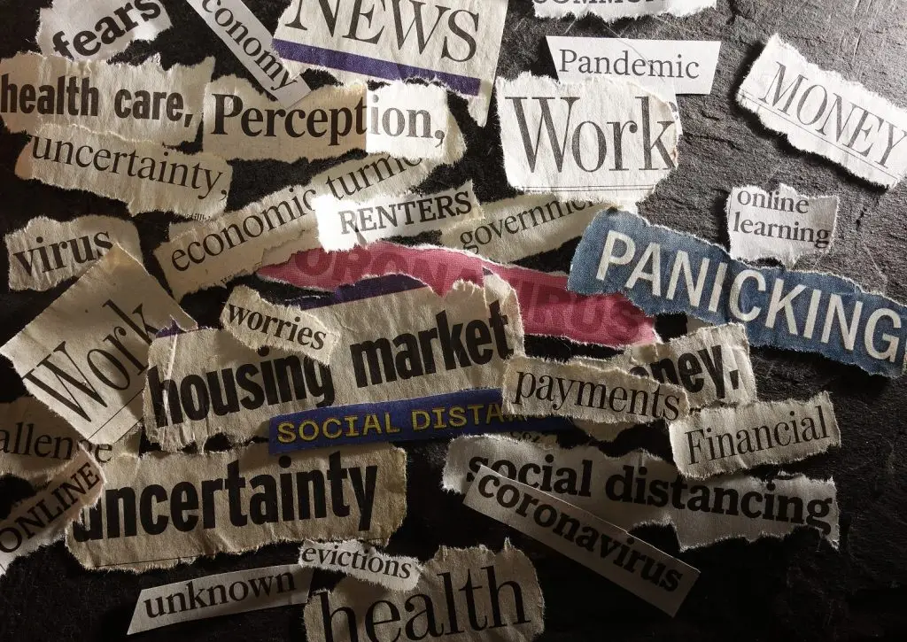 Image of negative news headlines.