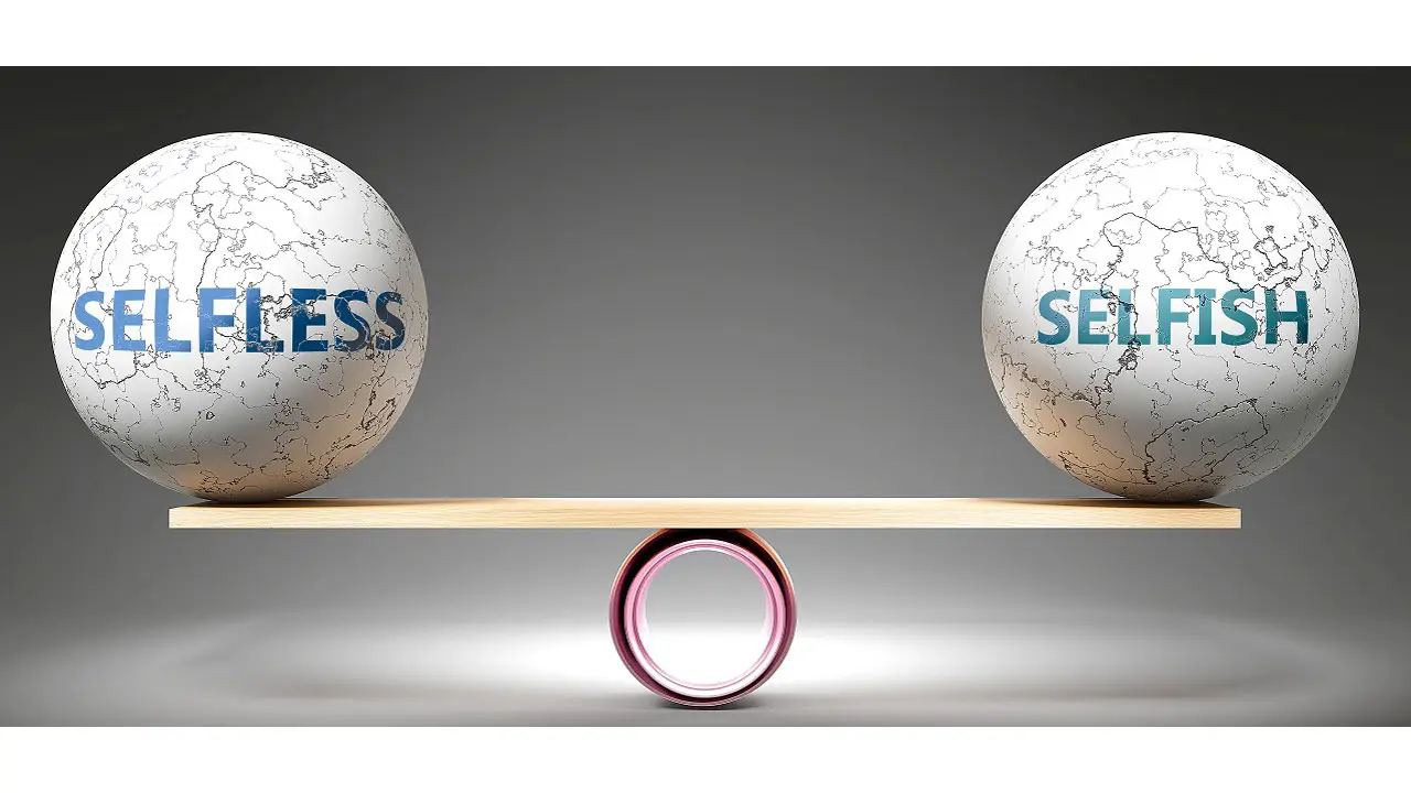 Image of a balance between selfish and selfless.