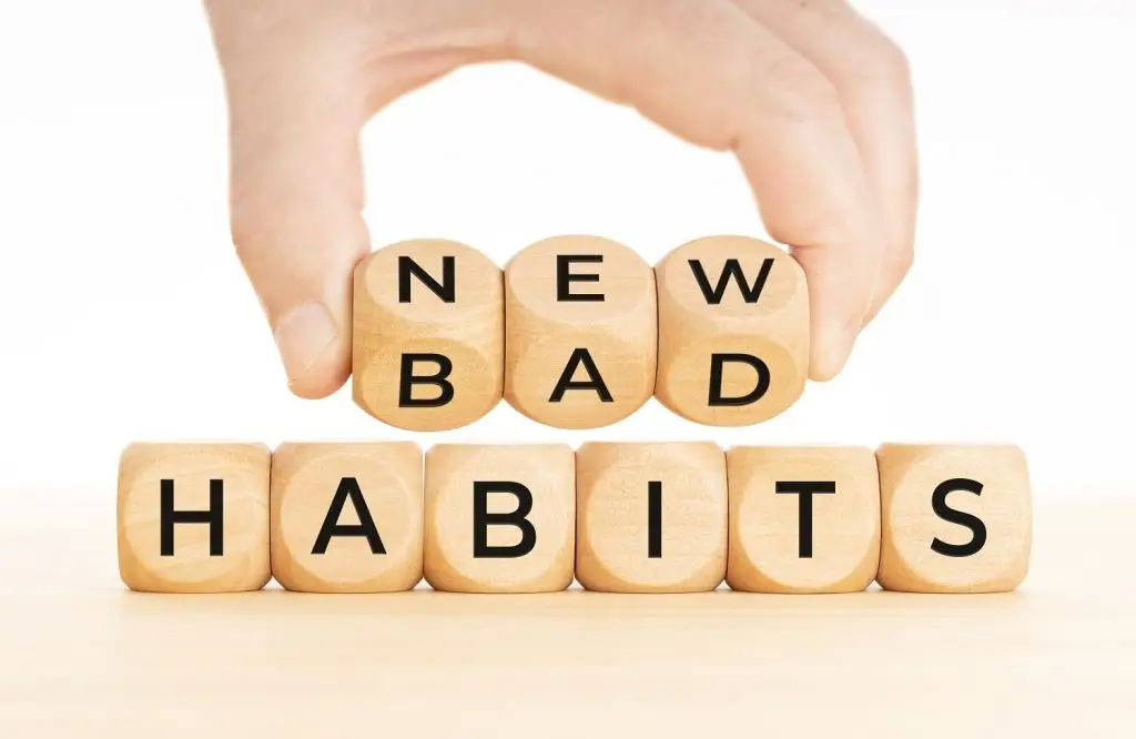 Illustration showing changing bad habits into new habits.