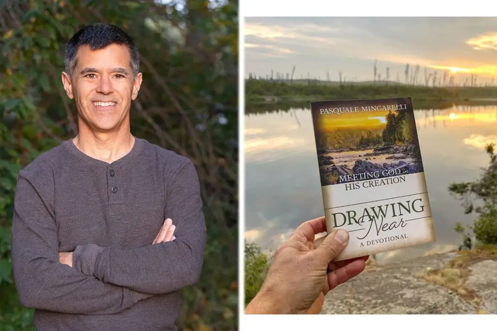 Photo of Pat Mingarelli with his book "Drawing Near."