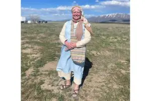 Photo of Shey Keith dressed as an extra for an episode of The Chosen.