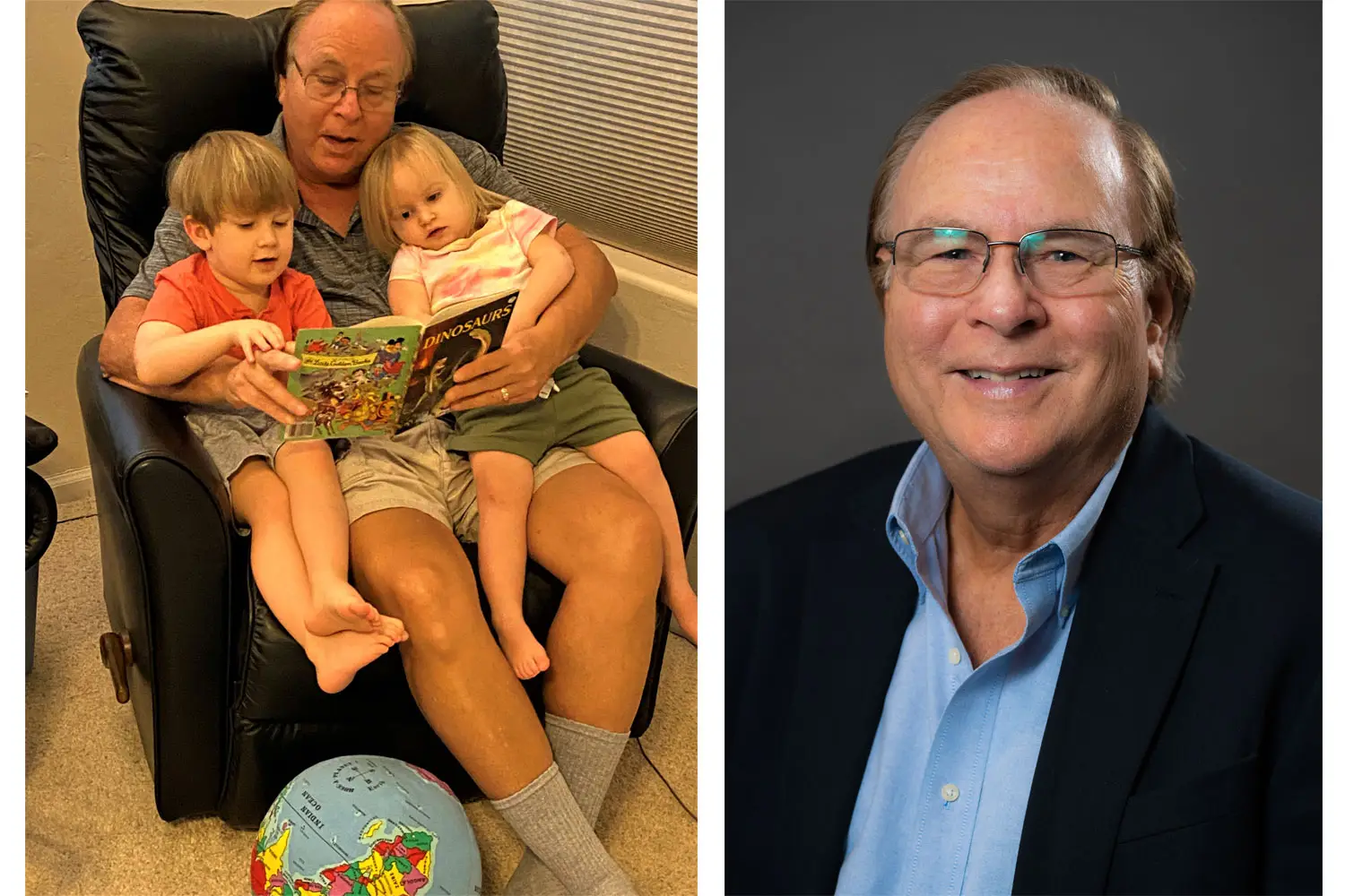 Marc Joseph, founder of Babyboomer, reads to his grandchildren.