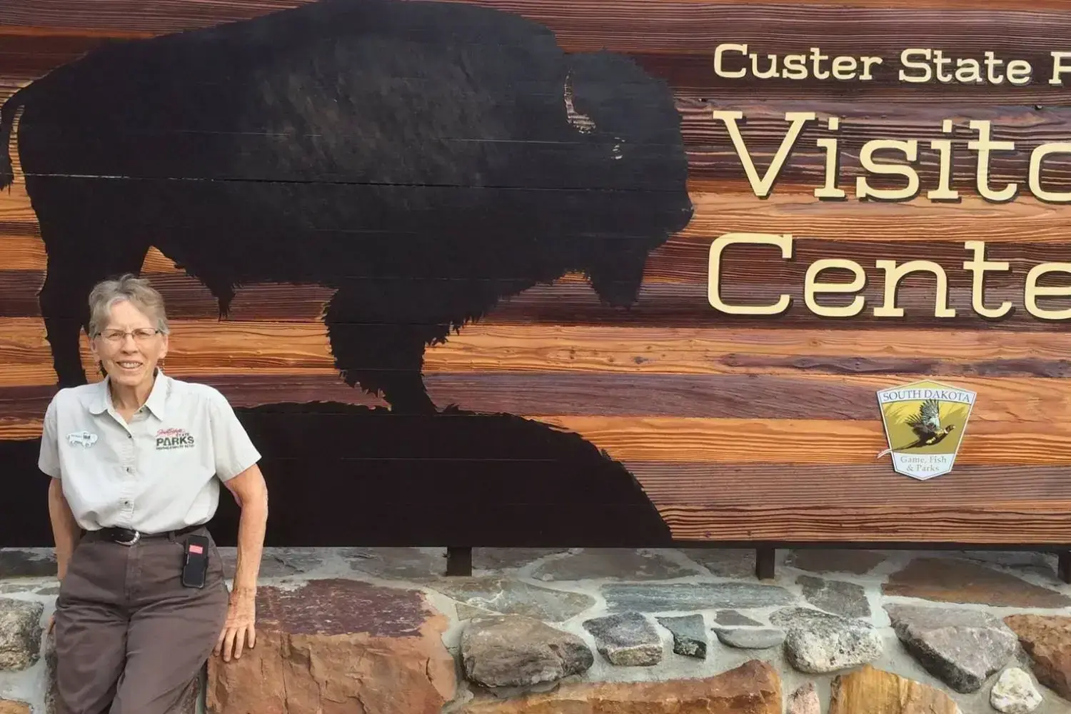 Barbara Alpher as a Workamper at Custer State Park.
