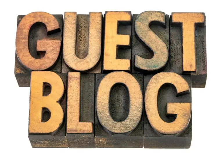 Words "guest blog" arranged like old-fashioned typeface.