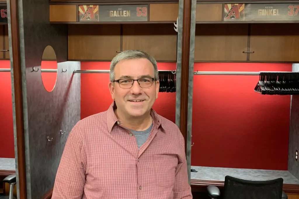 Randall Kemp at Chase Field in the Arizona Diamondbacks locker room.