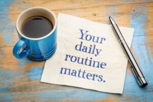 A note written on a napkin suggesting your daily routine matters
